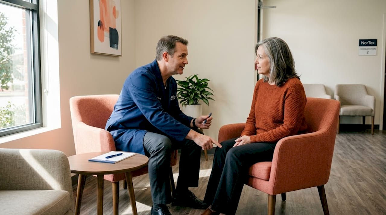 Doctor consulting patient on regenerative treatment