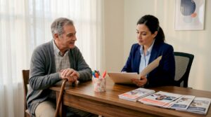 Patient and clinician reviewing treatment plan together