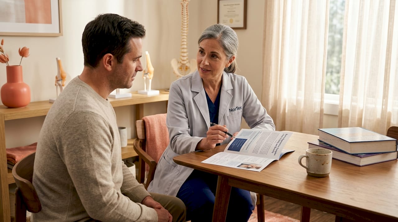 Doctor and patient discuss regenerative therapy