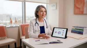 Physician explaining stem cell therapy to patient