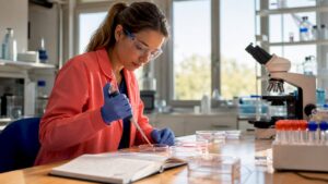 Scientist preparing stem cell samples in laboratory