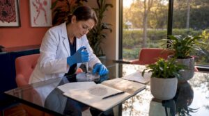 Scientist pipetting sample in tissue repair lab