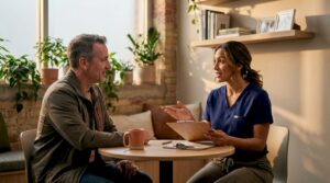 Doctor discussing regenerative medicine with patient