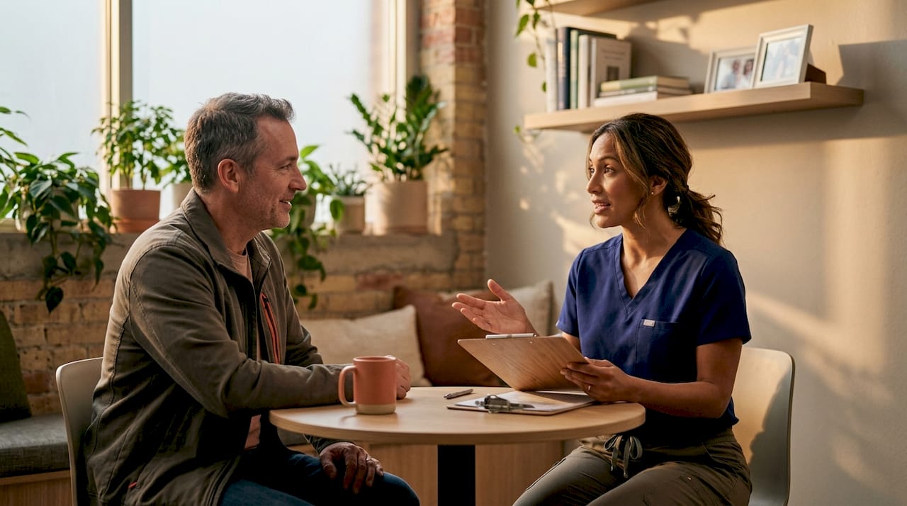 Doctor discussing regenerative medicine with patient