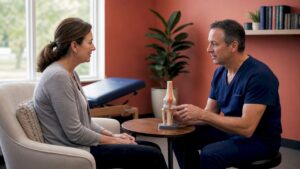 Doctor consulting patient on regenerative therapy