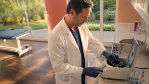 Doctor preparing orthobiologic treatment