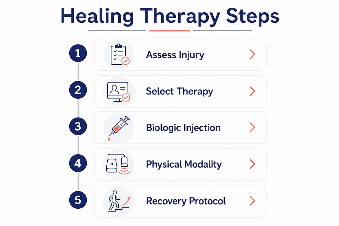 Infographic showing tissue healing therapy steps