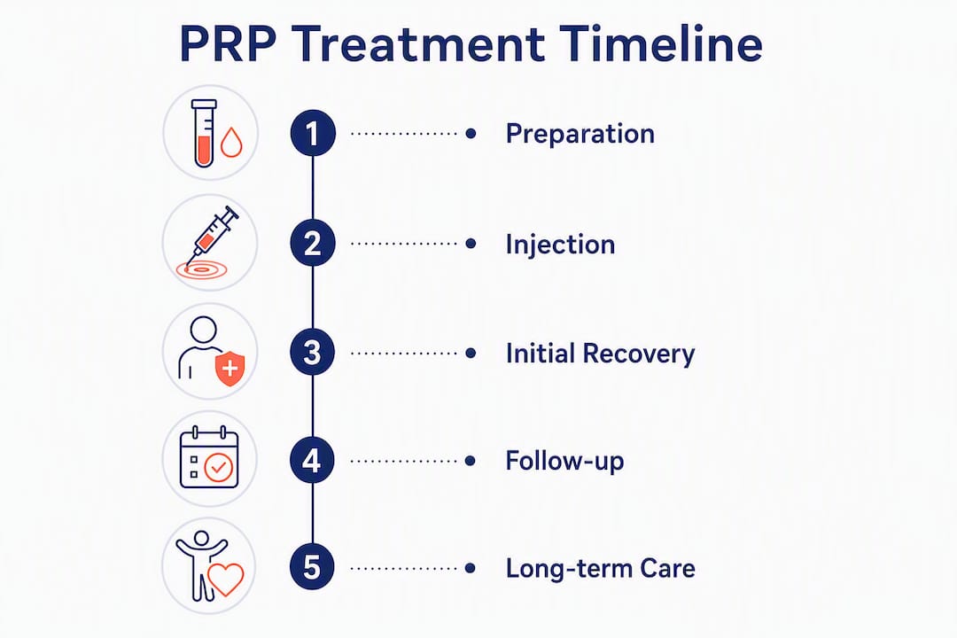 Infographic showing PRP treatment timeline steps